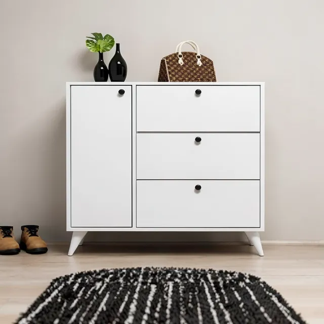 Kapaklı Raflı Ayakkabılık Dolap 90x105x35 cm